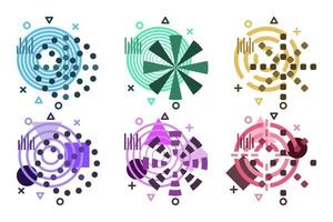 Set abstract circles geometry creative design isolated white background vector