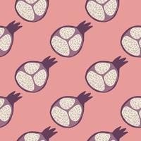 Geometric pomegranate fruit seamless pattern in doodle style. vector