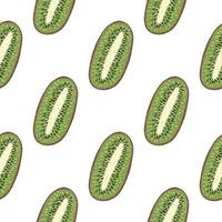 Food fruit seamless pattern with simple green kiwi ornament. Isolated green print. vector