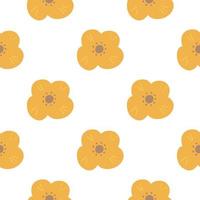 Isolated scandinavian seamless pattern with orange flower silhouettes. White background. Doodle style. vector