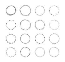 Hand drawn circle line sketch set. Doodle design elements. Different circles badge for frame, burst border. Vector illustration.