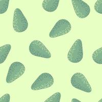 Isolated seamless simple pattern with avocados shapes. Light pastel green fruit shapes on white background. vector