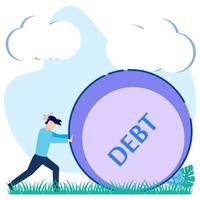 Illustration vector graphic cartoon character of debt