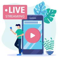 Illustration vector graphic cartoon character of live streaming