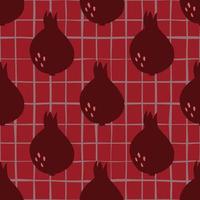 Geometric pomegranate fruit seamless pattern on vintage background. Garnet fruit endless wallpaper. vector