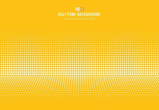 banner de puntos de patrón abstracto, fondo de perspectiva de semitono de color amarillo. diseño plano simple con espacio de copia. ilustración vectorial vector