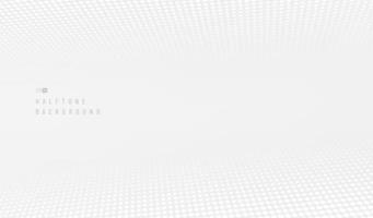 Banner de puntos de patrón abstracto, fondo de perspectiva de semitono de color blanco y gris. diseño plano simple con espacio de copia. diseño de banner minimalista y moderno. ilustración vectorial vector