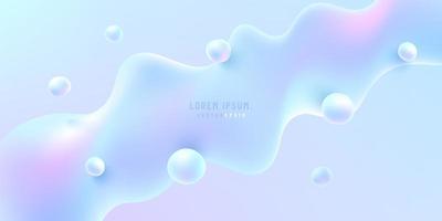 Abstract fluid hologram color shape with copy space. Modern futuristic light blue and pink color design. Vector illustration.