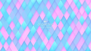 forma de diamante transparente abstracta color azul claro y rosa caramelo, fondo de patrón geométrico 3d mínimo. diseño de textura de rombo pastel moderno. color del holograma. ilustración vectorial