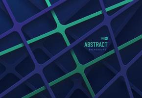 la línea geométrica abstracta verde y azul oscuro se superpone a las capas sobre un fondo oscuro. diseño futurista de tecnología moderna. puede usar para plantilla de portada, afiche, banner web, volante, anuncio impreso. ilustración vectorial vector