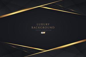 Abstract geometric overlapping on black background with glitter and golden lines glowing dots golden combinations. Modern luxury and elegant design with copy space. Vector EPS10