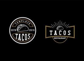 logo de tacos de estilo antiguo y vintage vector