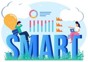 Illustration vector graphic cartoon character of smart