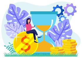 Illustration vector graphic cartoon character of time is money