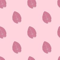 Lilac tones seamless botanic pattern with simple leaf ornament. Doodle floral backdrop in pastel palette. vector