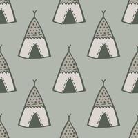 Teepee seamless pattern on light background. Native style. Tribal wallpaper. vector