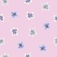 Decorative plumeria flower seamless pattern on pink background. vector