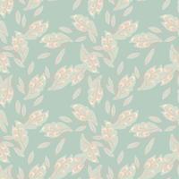 Pastel tones seamless pattern in vintage style with rowan berries and leaves. Blue pastel background. vector