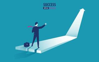 Business arrow concept with businessman on arrow pointing to success. grow chart up increase profit sales and investment. background vector