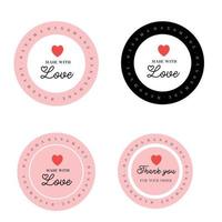 label made with love  handmade logo product vector design