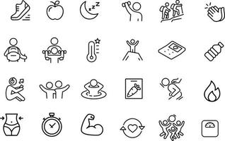 diseño de vectores de iconos de línea de salud y bienestar