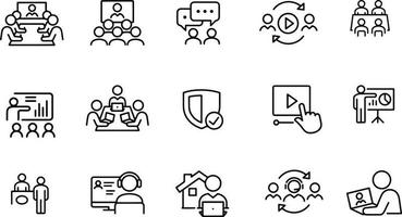 Business Meeting line vector design icons set