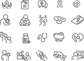 diseño de vectores de iconos de línea de medicina y salud