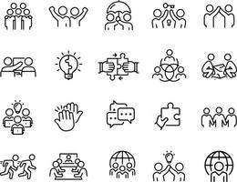 Teamwork line  thin line vector design  icons set