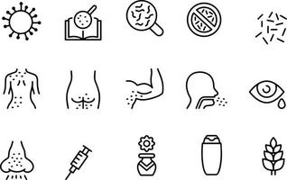 Allergen line  icons set vector design