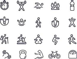 Fitness line  Icons  Set vector design