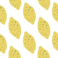 Lemon seamless pattern in doodle style on white background. vector