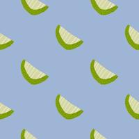 simple patrón minimalista sin costuras con formas de clics. formas de frutas verdes y claras sobre fondo azul. vector
