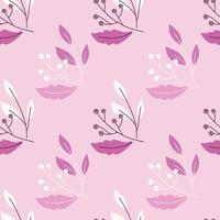 Nature seamless abstract botany pattern with simple berry print. Pink pastel background. Abstract ornament. vector