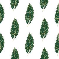 Decorative botany seamless pattern with green oal leaves print. Autumn foliage isolated ornament. vector