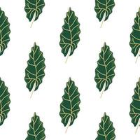 Decorative botany seamless pattern with green oal leaves print. Autumn foliage isolated ornament. vector