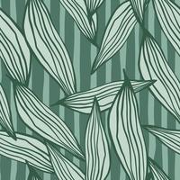 Summer random line leaves pattern on green background. vector