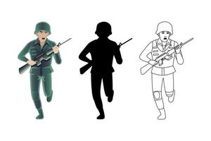 set of soldier in three styles vector