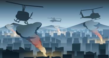 Silhouette design of war in the middle of city vector
