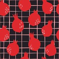 Creative pomegranate seamless pattern on stripe background. vector