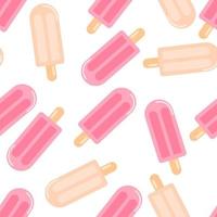 Random isolated fruit ice seamless pattern on white background. Pink and light pink food elements. vector