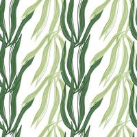 Geometric seaweeds seamless pattern isolated on white background. vector