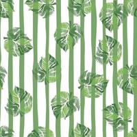 Creative monstera leaves tropical seamless pattern. Embroidery palm leaf endless wallpaper. vector