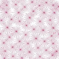 Random seamless pattern pink flowers on a white background. Vintage hand-drawn sketch with daisy. vector