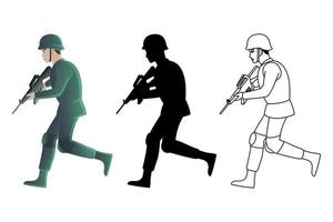 set of soldier in three styles vector