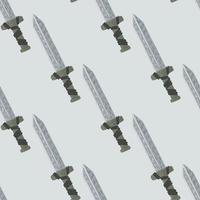 Minimalistic seamless pattern with sword ornament. Hand drawn grey palettte backdrop in middle ages style. vector