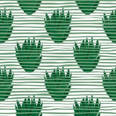 Cactus seamless pattern. Green cacti wallpaper. Doodle botanical exotic background.