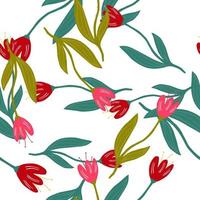 Beautiful tulip seamless pattern on white background vector