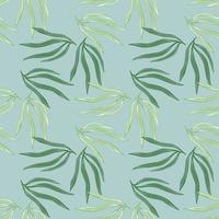 Natural tropical leaves semless pattern. Tropic leaf on blue background. vector