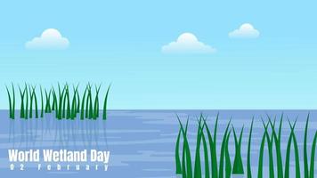 World wetland day with swamp landscape