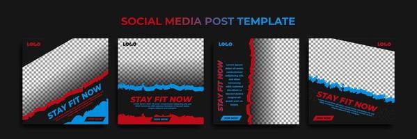 Social media story template. template post for ads. design with grunge style red and blue color. vector